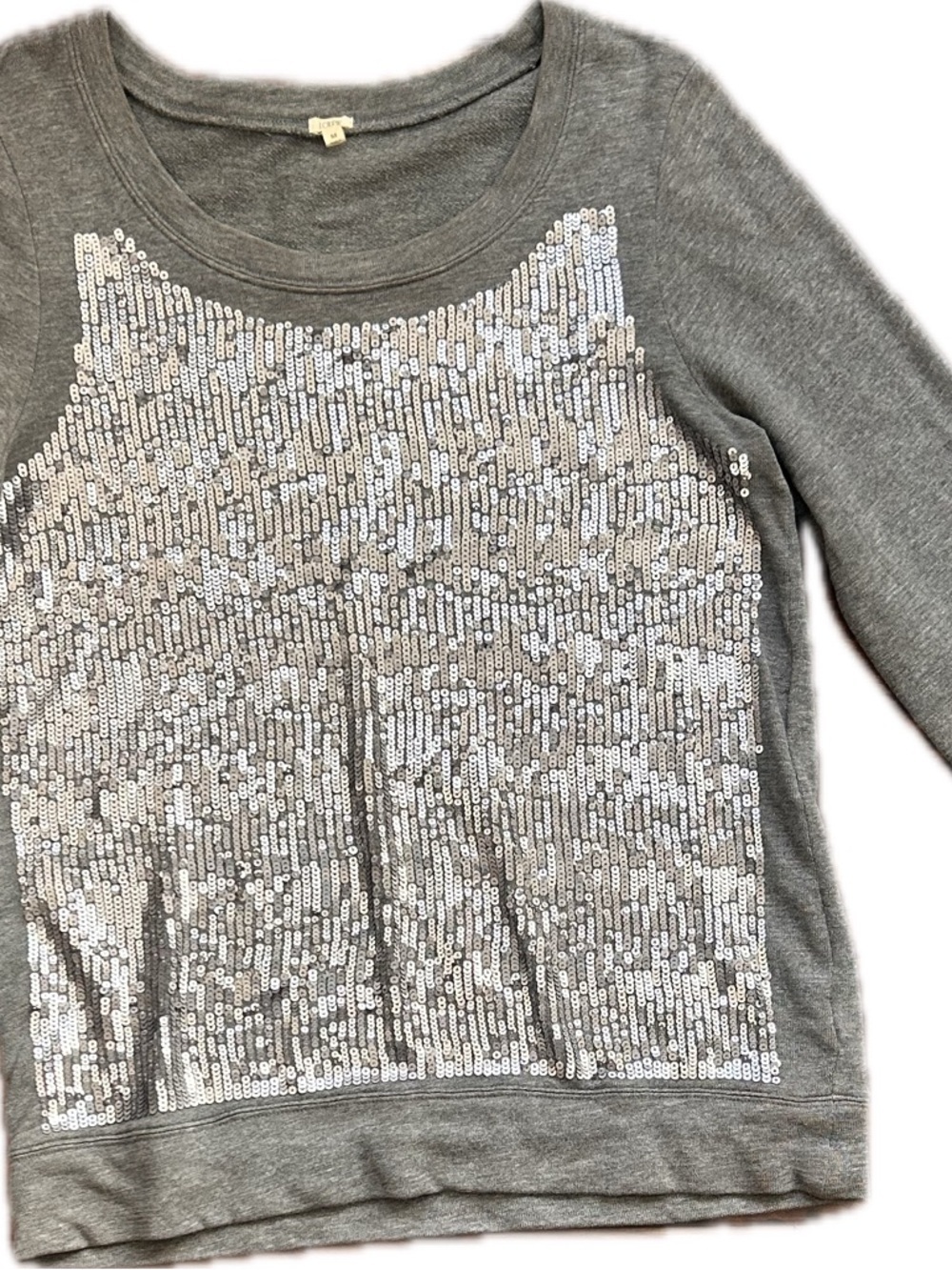 J. Crew Gray Sequin Front Sweatshirt